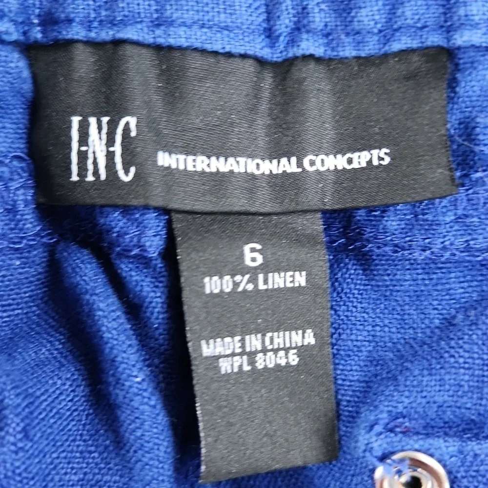 Blue Cropped Pants with Drawstring, INC, Size 6